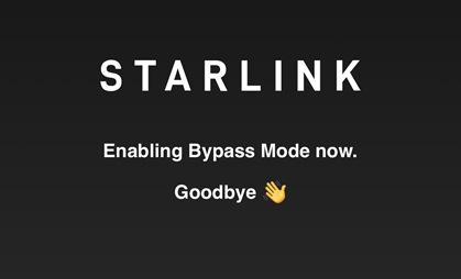 Starlink Enabling Bypass Mode web page